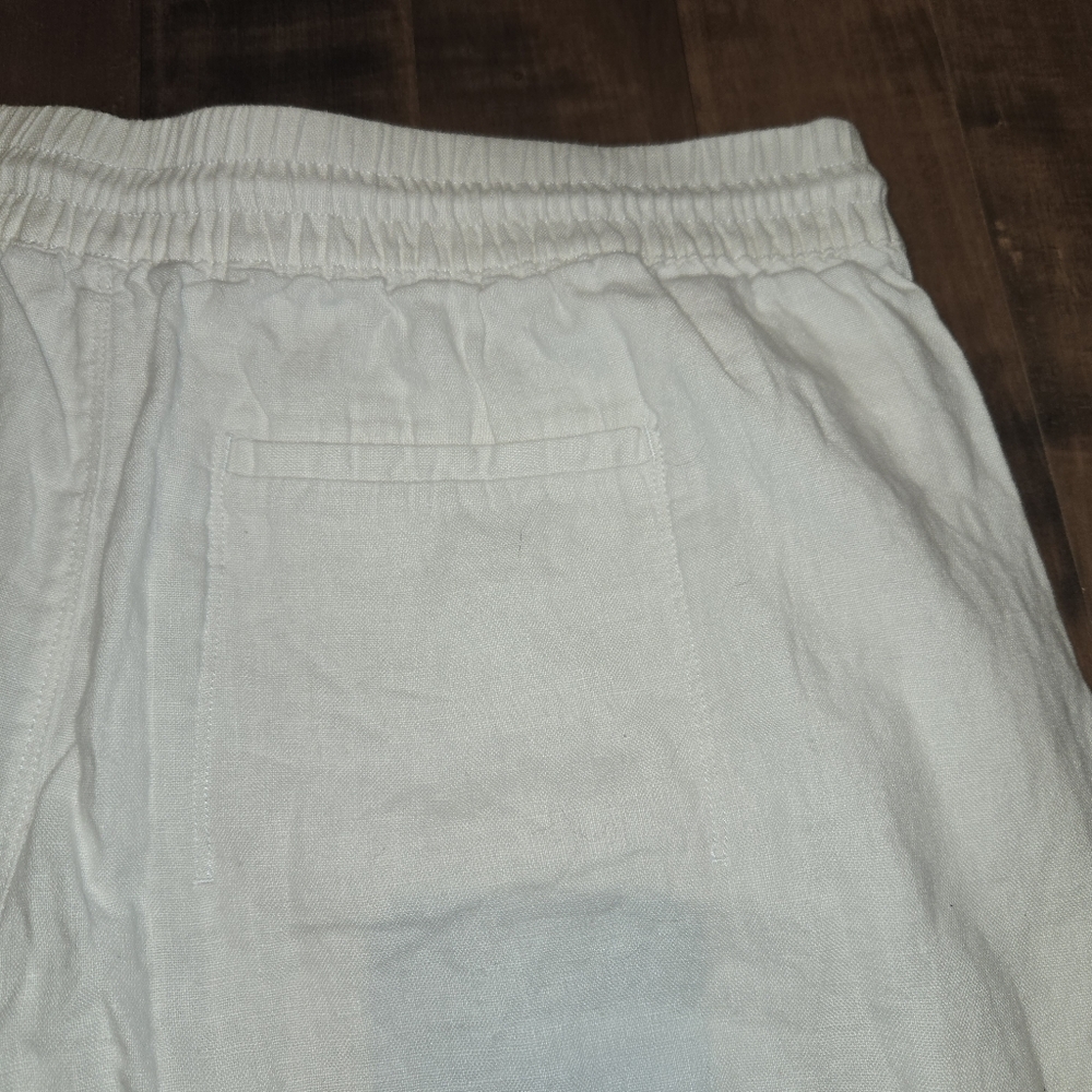 Athleta Wide Leg Linen [1X] White Lagenlook Flowy Classy Pants Resortwear - Picture 6 of 11